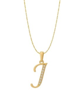 Collar con dije de letras Joyería M De Leon de oro amarillo 14 K