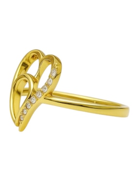 Anillo de corazón Joyería M De Leon 14 k de oro amarillo zirconia pulido