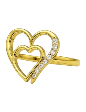 Anillo de corazón Joyería M De Leon 14 k de oro amarillo zirconia pulido