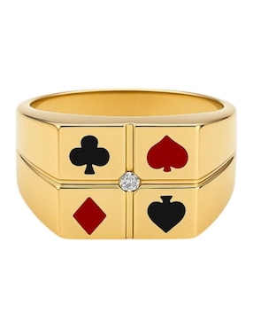 Anillo cuadrado Joyería M De Leon 14 k de oro amarillo zirconia pulido