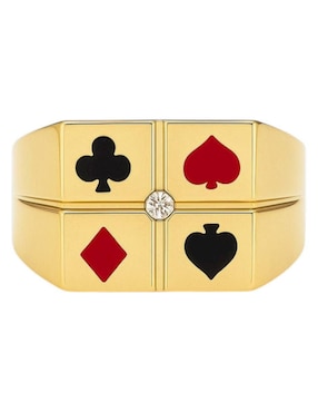 Anillo cuadrado Joyería M De Leon 14 k de oro amarillo zirconia pulido