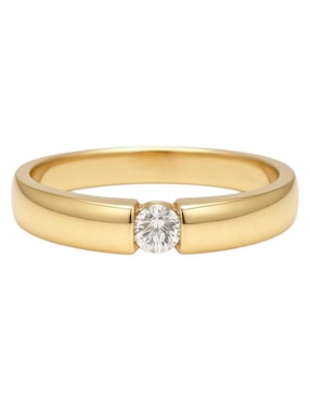 Anillo con gema circular Joyería M De Leon 14 k de oro amarillo zirconia pulido