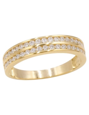 Anillo circular Joyería M De Leon 14 k de oro amarillo zirconia pulido