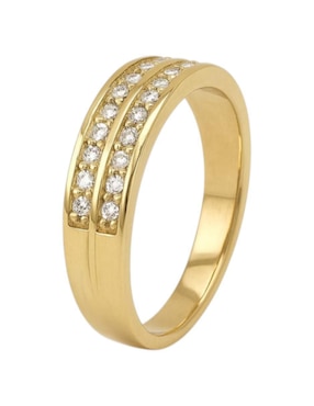 Anillo circular Joyería M De Leon 14 k de oro amarillo zirconia pulido