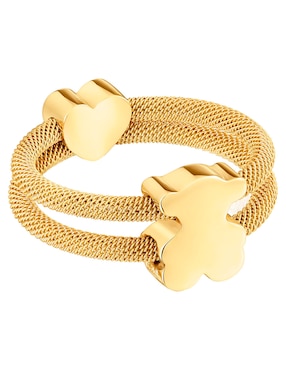 Anillo Tous Icon Mesh Oso de plata P 925 con acabado baño de oro