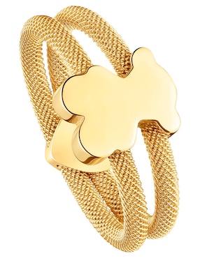 Anillo Tous Icon Mesh Oso de plata P 925 con acabado baño de oro