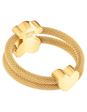 Anillo Tous Icon Mesh Oso de plata P 925 con acabado baño de oro