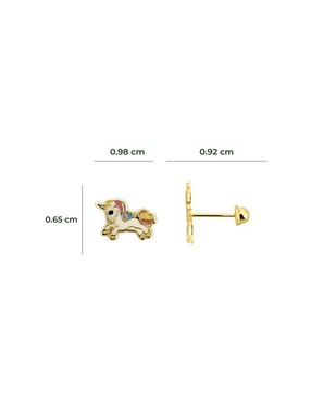 Broqueles de unicornio Punto Metálico de oro amarillo 10 K con acabado esmaltado