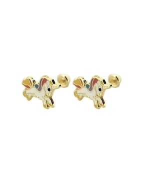 Broqueles de unicornio Punto Metálico de oro amarillo 10 K con acabado esmaltado