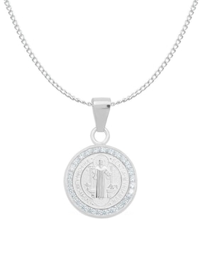 Collar con dije San Benito Clepsidra de plata P 925