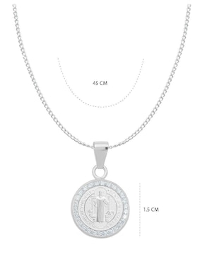 Collar con dije San Benito Clepsidra de plata P 925