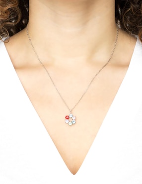 Collar con dije de flor Silvex Spa de plata P 925