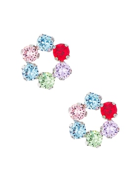 Aretes de flor Silvex Spa de plata P 925 con acabado baño rodio