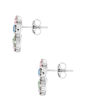 Aretes de flor Silvex Spa de plata P 925 con acabado baño rodio