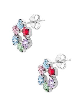 Aretes de flor Silvex Spa de plata P 925 con acabado baño rodio