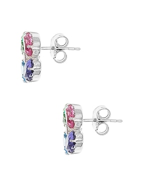 Aretes cortos Silvex Spa de plata P 925 con acabado brillante cristal