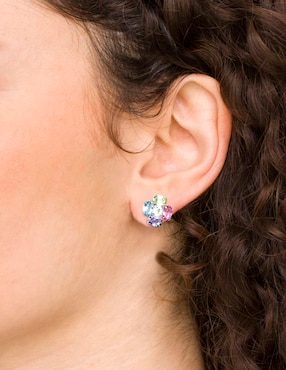 Aretes cortos Silvex Spa de plata P 925 con acabado brillante cristal