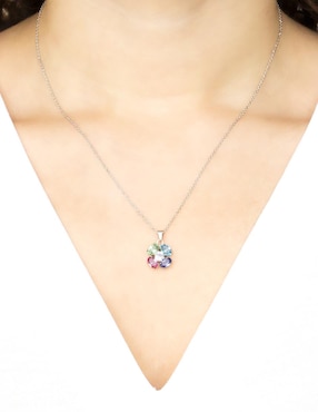 Collar con dije de flor Silvex Spa de plata P 925