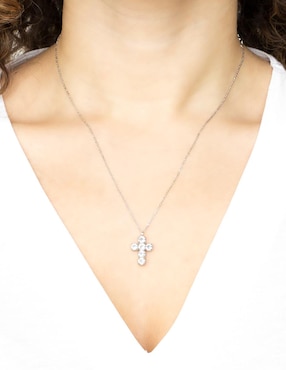 Collar con dije de cruz Silvex Spa de plata P 925