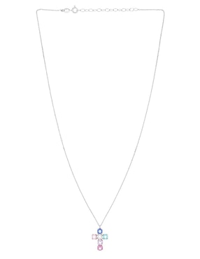 Collar con dije de cruz Silvex Spa de plata P 925