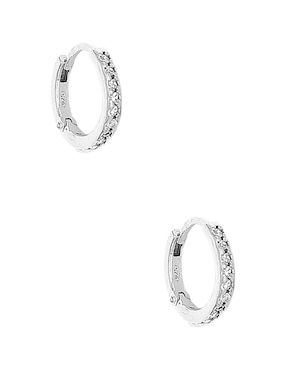 Huggies circulares Silvex Spa de plata P 925 con acabado brillante circonita
