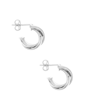 Aretes cortos circular Silvex Spa de plata P 925 con acabado brillante