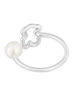 Anillo circular Tous Tous New Silueta Oso P 925 de plata perla brillante