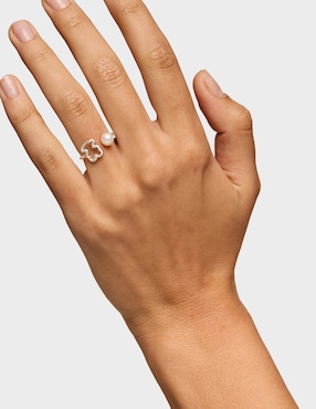 Anillo circular Tous Tous New Silueta Oso P 925 de plata perla brillante