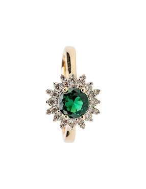 Anillo Lucie 14 k de oro esmeralda troquelado