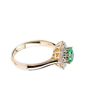 Anillo Lucie 14 k de oro esmeralda troquelado