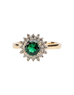 Anillo Lucie 14 k de oro esmeralda troquelado
