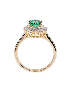 Anillo Lucie 14 k de oro esmeralda troquelado