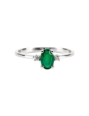 Anillo Lucie 14 k de oro esmeralda y diamante troquelado
