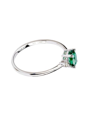 Anillo Lucie 14 k de oro esmeralda y diamante troquelado