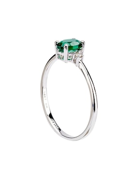 Anillo Lucie 14 k de oro esmeralda y diamante troquelado