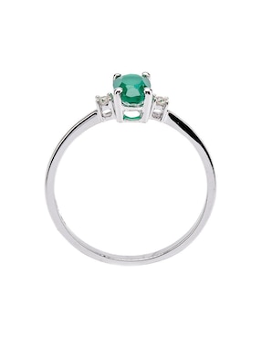 Anillo Lucie 14 k de oro esmeralda y diamante troquelado
