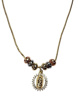 Collar con dije Virgen de Guadalupe Limerence By Claudia Herrera de oro laminado 14 K