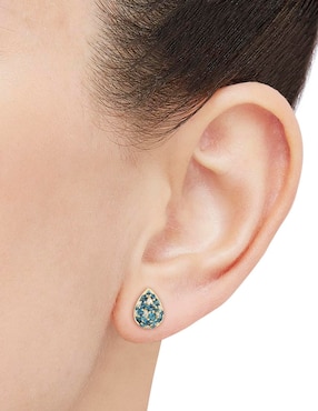 Aretes cortos de gota Richline Group de oro 14 K con acabado pavé topacio azul de Londres