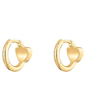 Huggies de corazón Tous Lili Motives Lgd de oro amarillo 14 k con acabado brillante