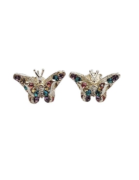 Aretes cortos de mariposa Limerence By Claudia Herrera Insectos de plata p 925 con acabado brillante zirconia