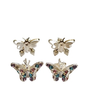 Set de aretes de mariposa Limerence By Claudia Herrera Insectos de plata P925 con acabado brillante zirconia