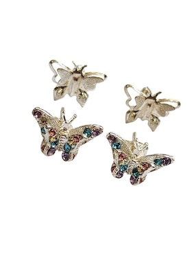 Set de aretes de mariposa Limerence By Claudia Herrera Insectos de plata P925 con acabado brillante zirconia