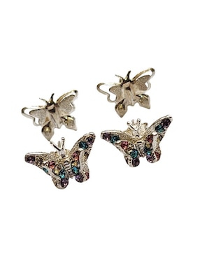 Set de aretes de mariposa Limerence By Claudia Herrera Insectos de plata P925 con acabado brillante zirconia