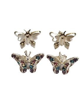 Set de aretes de mariposa Limerence By Claudia Herrera Insectos de plata P925 con acabado brillante zirconia