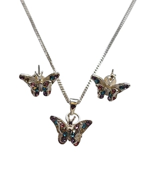 Aretes y collar de mariposa Limerence By Claudia Herrera Insectos de plata P925 zirconia