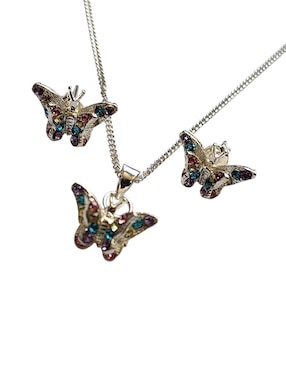 Aretes y collar de mariposa Limerence By Claudia Herrera Insectos de plata P925 zirconia