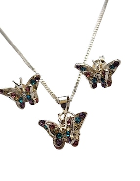 Aretes y collar de mariposa Limerence By Claudia Herrera Insectos de plata P925 zirconia