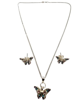 Aretes y collar de mariposa Limerence By Claudia Herrera Insectos de plata P925 zirconia