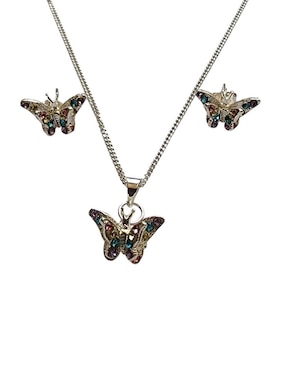 Aretes y collar de mariposa Limerence By Claudia Herrera Insectos de plata P925 zirconia