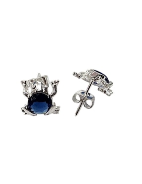 Aretes cortos de rana Limerence By Claudia Herrera Anfibio de plata P925 con acabado brillante zirconia